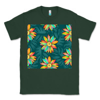 Sports Green colorful tropical flowers seamless pattern Classic Tee - BundleAndBundleShop