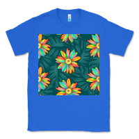 True Royal colorful tropical flowers seamless pattern Classic Tee - BundleAndBundleShop