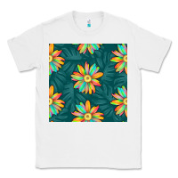 White colorful tropical flowers seamless pattern Classic Tee - BundleAndBundleShop