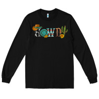Black howdy with cowboy hat and cactus Long Sleeve Tee - Artiststas