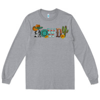 Heather Grey howdy with cowboy hat and cactus Long Sleeve Tee - Artiststas