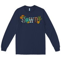 Navy howdy with cowboy hat and cactus Long Sleeve Tee - Artiststas