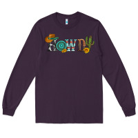 Plum howdy with cowboy hat and cactus Long Sleeve Tee - Artiststas