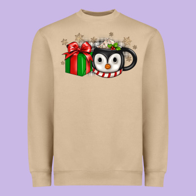 Christmas Penguin Coffee Heavyweight Sweatshirt Designed By Jahusdesignshop