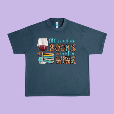 All I Need Are Books And Wine Urban Heavy Tee Designed By Jahusdesignshop