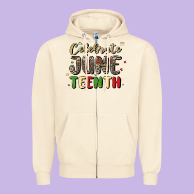 Celebrate Juneteenth Zipper Hoodie Designed By Maliassmallbusiness