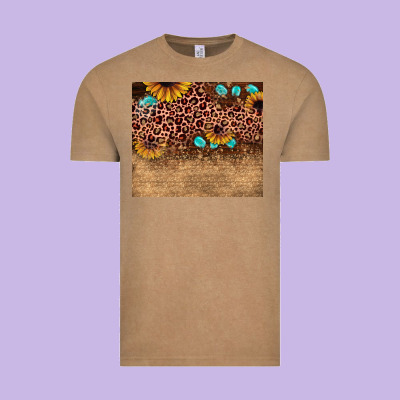 Leopard Glitter Sunflower Gemstone Vintage Tee Designed By Jahusdesignshop