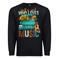 Black Just A Girl Who Loves Country Music Premium Sweatshirt - BundleAndBundleShop