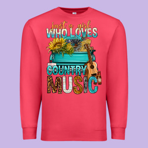Just A Girl Who Loves Country Music Premium Sweatshirt Designed By Bundleandbundleshop