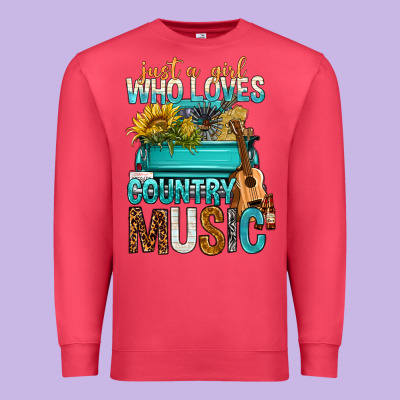 Just A Girl Who Loves Country Music Premium Sweatshirt Designed By Bundleandbundleshop