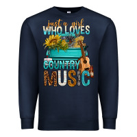 Navy Just A Girl Who Loves Country Music Premium Sweatshirt - BundleAndBundleShop