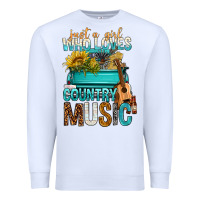 White Just A Girl Who Loves Country Music Premium Sweatshirt - BundleAndBundleShop