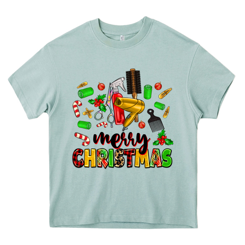 Merry Christmas Hair Heavy Core Tee by MaliasSmallBusiness | Teevron