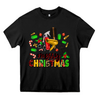 Black merry christmas hair Heavy Core Tee - MaliasSmallBusiness
