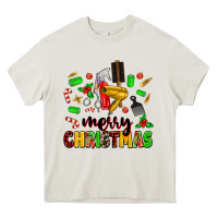 Cream merry christmas hair Heavy Core Tee - MaliasSmallBusiness