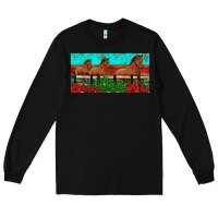 Black horses roses ann cactuses license plate Long Sleeve Tee - Artiststas