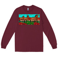 Burgundy horses roses ann cactuses license plate Long Sleeve Tee - Artiststas