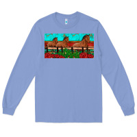 Colony Blue horses roses ann cactuses license plate Long Sleeve Tee - Artiststas