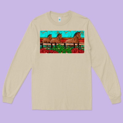 Horses Roses Ann Cactuses License Plate Long Sleeve Tee Designed By Artiststas