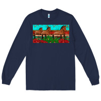 Navy horses roses ann cactuses license plate Long Sleeve Tee - Artiststas