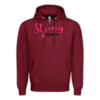 Burgundy strong joshua 1 9 Zipper Hoodie - MaliasSmallBusiness