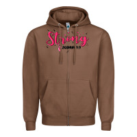Chestnut strong joshua 1 9 Zipper Hoodie - MaliasSmallBusiness