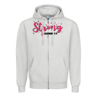Dove Grey strong joshua 1 9 Zipper Hoodie - MaliasSmallBusiness