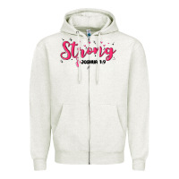 Oatmeal Heather strong joshua 1 9 Zipper Hoodie - MaliasSmallBusiness
