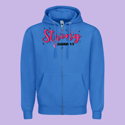Strong Joshua 1 9 Zipper Hoodie Designed By Maliassmallbusiness