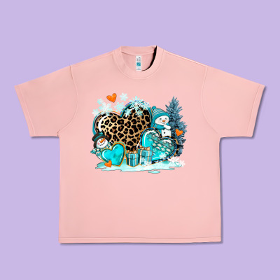 Winter Hearts With Snowmans Urban Heavy Tee Designed By Adodesignshop