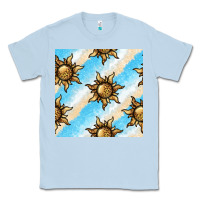 Dusty Blue leopard sun seamless pattern Classic Tee - BundleAndBundleShop