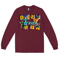 Burgundy texas tx serape sunflower cowhide Long Sleeve Tee - AdoDesignShop