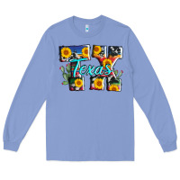 Colony Blue texas tx serape sunflower cowhide Long Sleeve Tee - AdoDesignShop