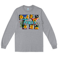 Heather Grey texas tx serape sunflower cowhide Long Sleeve Tee - AdoDesignShop