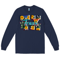 Navy texas tx serape sunflower cowhide Long Sleeve Tee - AdoDesignShop