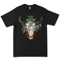 Black western aztec bull skull with gemstone Premium Tee - texasbilliewilder