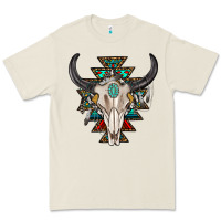 Bone western aztec bull skull with gemstone Premium Tee - texasbilliewilder