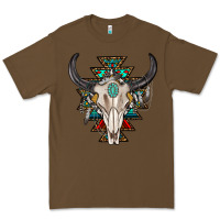 Cacao western aztec bull skull with gemstone Premium Tee - texasbilliewilder