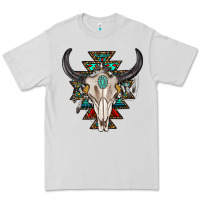 Dove Grey western aztec bull skull with gemstone Premium Tee - texasbilliewilder