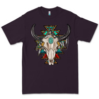 Plum western aztec bull skull with gemstone Premium Tee - texasbilliewilder