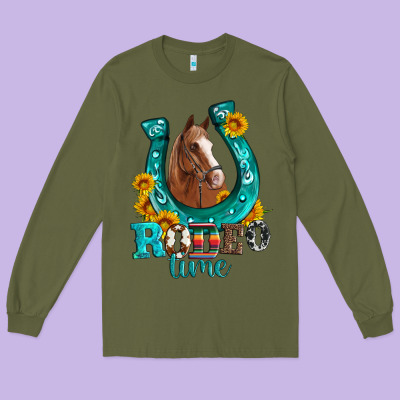 Horseshoe Rodeo Time Long Sleeve Tee Designed By Artiststas