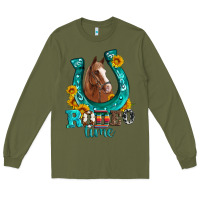 Army Green horseshoe rodeo time Long Sleeve Tee - Artiststas