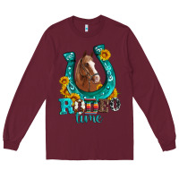 Burgundy horseshoe rodeo time Long Sleeve Tee - Artiststas