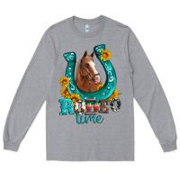 Heather Grey horseshoe rodeo time Long Sleeve Tee - Artiststas