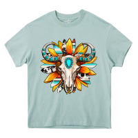 Arona Western bull skull sunflower Heavy Core Tee - MaliasSmallBusiness