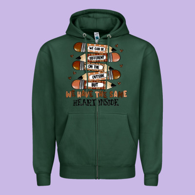 We Have The Same Heart Inside Zipper Hoodie Designed By Maliassmallbusiness