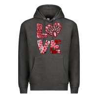 Charcoal Heather love  with pink gemstone Premium Hoodie - RanaPortraitStore