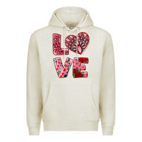Oatmeal Heather love  with pink gemstone Premium Hoodie - RanaPortraitStore