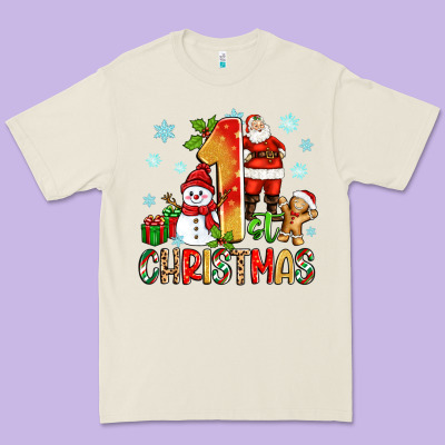 1st Christmas Santa And Snowman Premium Tee Designed By Zillion Design Studio