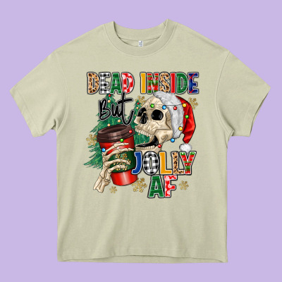 Dead Inside But Jolly As Fuck Heavy Core Tee Designed By Maliassmallbusiness